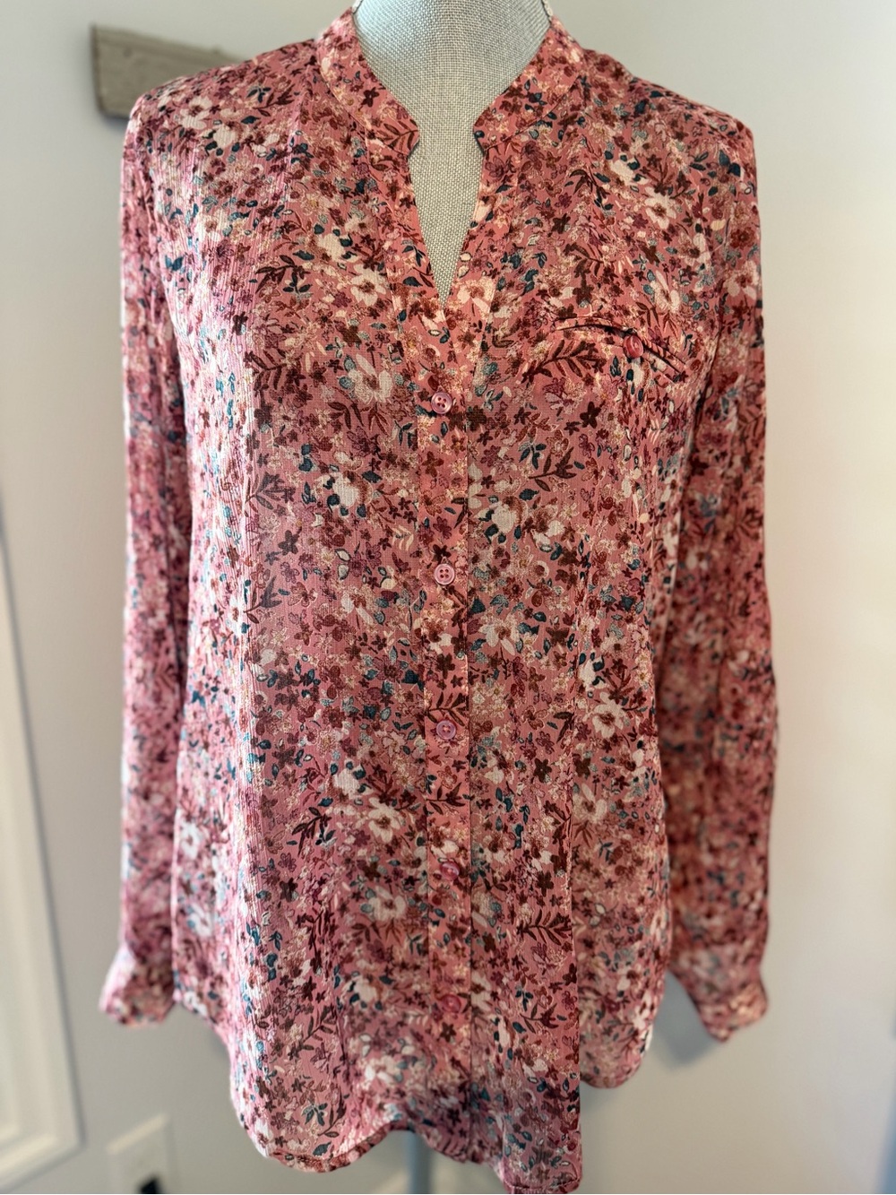 KUT FROM THE KLOTH Jasmine Chiffon Button up Long Sleeve Shirt Cottagecore Boho